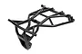 A black plastic front bumper assembly for an RC vehicle, featuring a tubular frame design.