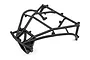 A black plastic RC car front bumper or roll cage component on a white background.
