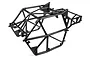 A black plastic centre roll cage for an RC vehicle, shown from a high-angle perspective against a white background.