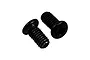 Two small black metal binder head screws with Phillips drive heads, shown against a plain white background.