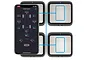 SkyRC Bluetooth Corner Weight System showing four weight scales connected to a smartphone app displaying real-time chassis weight distribution data.