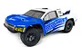 HPI Jumpshot SC V2 RC short course truck in Toyo Tires livery, featuring a blue and white body with black wheels on a white background.