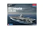 Academy 1/600 scale USS Enterprise CVN-65 plastic model kit box art showing the aircraft carrier at sea.