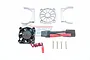 GPM Racing aluminium motor heat sink and cooling fan set with mounting hardware on a white background.