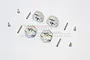 A set of four silver GPM Racing aluminium 14mm wheel hex adapters with 8mm extensions, including mounting pins and screws.