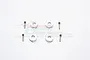 Four silver aluminium 12mm wheel hex adapters with 9mm extension and four matching pins on a white background.