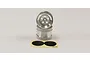 Two satin chrome RC rear rims stacked vertically with a small sheet of black circular stickers in front on a white background.