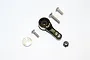 GPM Racing black aluminium 25T servo horn with included screws, washer, and lock nut on a white background.