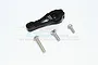 A black aluminium 23T servo horn by GPM Racing with three included metal screws on a white background.