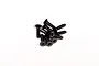 A small pile of black metal countersunk head screws with coarse threads, suitable for RC hobby applications.