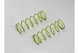 Two light green Kyosho RC shock springs lying side-by-side on a plain grey background.