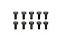 Ten black metal cap head screws arranged in two rows of five against a white background.