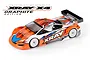 XRAY X4 2022 Graphite Edition 1/10 scale RC touring car with a custom orange, white, and blue painted body shell on a white background.