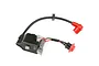 Rovan RC ignition coil with a black wire, red spark plug cap, and a red kill switch connector against a white background.