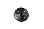 A black Kyosho 47T 1Mod spur gear for RC vehicles, featuring a central hub and four mounting holes, isolated on a white background.