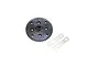Kyosho 48T 1Mod steel spur gear with two small metal mounting plates on a white background.
