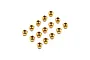 A set of 15 small brass suspension pivot balls for RC cars arranged in a grid pattern on a white background.