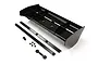 Kyosho 210mm rear wing set in black, including wing, mounting rails, nuts, and small hardware components on a white background.