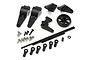 Kyosho 4 Wheel Steering Conversion Set MAW023B including plastic suspension arms, steering links, ball ends, and screws on a white background.