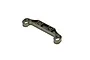 A grey metal front upper suspension holder for a Kyosho RC car, featuring mounting holes and a machined design.