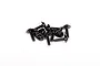 A small pile of ten black metal RC screws with washer heads and coarse threads on a white background.