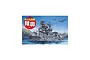 Box art for a Fujimi Chibimaru Mutsu battleship plastic model kit featuring a stylized, cartoonish illustration of the Japanese battleship Mutsu at sea.