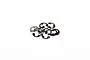 A small pile of silver-coloured 2mm E-clips for RC hobby use against a plain white background.