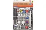 Fujimi 1/24 scale model kit of Japanese urban road signs on a white plastic sprue inside original packaging.