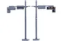 Two grey plastic 1/24 scale traffic signal poles from Fujimi, one showing the back and one showing the front with green, amber, and red lights.