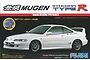 Product box art for a Fujimi 1/24 scale Mugen Honda Integra Type R plastic model kit featuring a white car with Mugen branding.