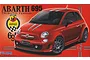 Fujimi 1/24 scale Abarth 695 Tributo Ferrari plastic model kit box art featuring a red car illustration.