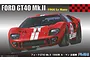 Box art for a Fujimi 1/24 scale 1966 Ford GT40 Mk.II model kit featuring a red race car with white stripes and the number 3.