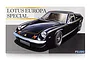 Product box art for a Fujimi 1/24 scale Lotus Europa Special plastic model kit featuring a black sports car illustration.