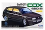 Fujimi VW Golf COX 420Si 16V plastic model kit box art featuring a dark brown Volkswagen Golf GTI.