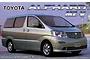 Box art for a Fujimi 1/24 scale Toyota Alphard MZ-V plastic model kit featuring a light green minivan.