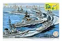 Box art for a Fujimi 1/3000 scale model kit of the 1998 JMSDF Escort Flotilla 1, featuring an illustration of several Japanese warships at sea.