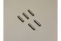 Five small, cylindrical metal drive pins arranged on a plain, light-coloured surface.