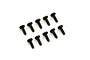 A set of ten black metal binder head screws with coarse threads arranged in two rows of five on a white background.