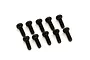 A set of ten black metal binder head screws arranged in two rows on a white background.