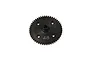 A black Kyosho 48-tooth spur gear for RC vehicles, featuring a central hub and four mounting holes, isolated on a white background.
