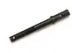 A black metal slipper shaft for an RC car, featuring a threaded end and a cross-drilled hole.