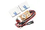 Yeah Racing LED light kit for RC cars featuring a circuit board, wiring, LEDs, a push button, and two 3M adhesive pads on a white background.