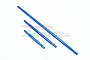 Three blue anodized aluminium chassis support braces of varying lengths from GPM Racing.