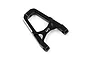 A black anodized aluminium front chassis brace for an RC car, featuring the Yeah Racing logo, isolated on a white background.
