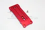 A red anodized aluminium RC suspension tie bar with a single mounting screw on a white background.
