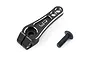 A black aluminium Yeah Racing 25T servo horn with a matching black screw on a white background.
