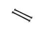 Two black metal RC rear drive shafts with universal joints at each end, shown against a plain white background.