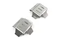 Two Yeah Racing stainless steel differential protectors for 1/10 RC crawlers, featuring a vented design and laser-etched logo.