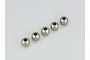 Five small metallic pivot balls arranged in a diagonal line against a plain white background.