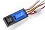SkyRC iMAX iBEC-6A voltage regulator with glow plug ignition starter featuring a blue heatsink and black casing on a white background.